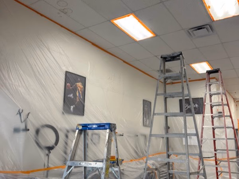 Commercial barbershop painting in Palm Springs CA, Noe Rivera Painting