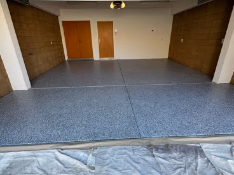 Flake epoxy garage floor coating in Indio CA, Noe Rivera Painting